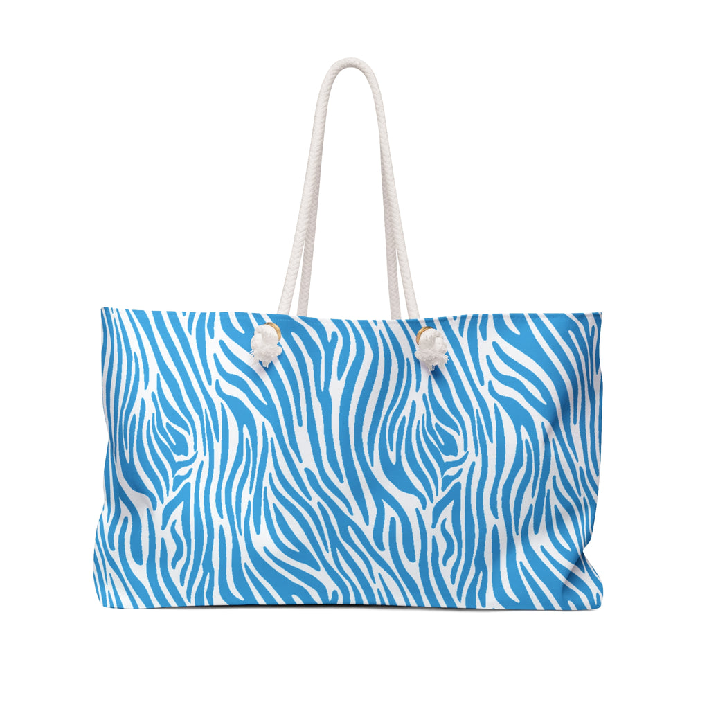 Blue Zebra Eco Friendly Weekender Bag, Travel Tote, Beach Bag