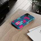 LOVE Blue Leopard 80s Vibe Tough Case for iPhone, Galaxy, or Google Pixel