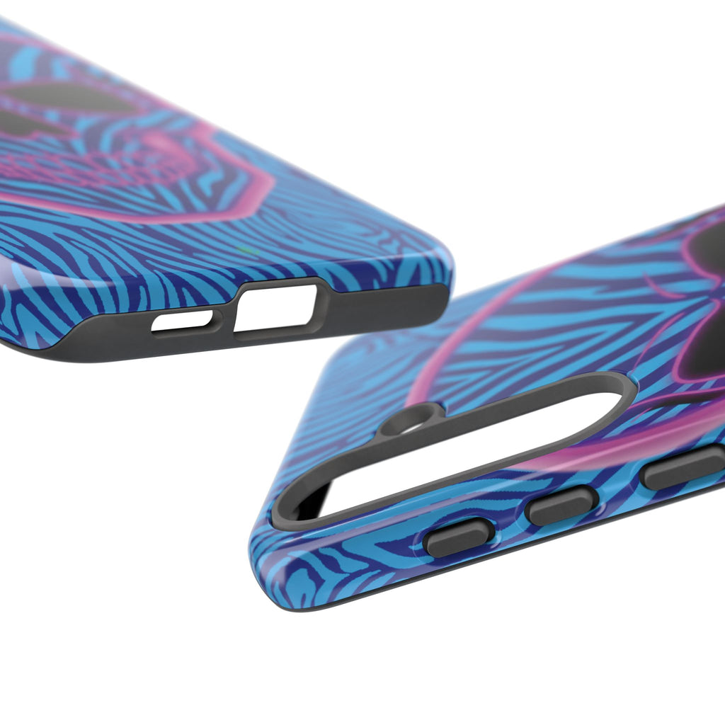 Neon Zebra Skull Tough Phone Case for iPhone, Galaxy, or Google Pixel