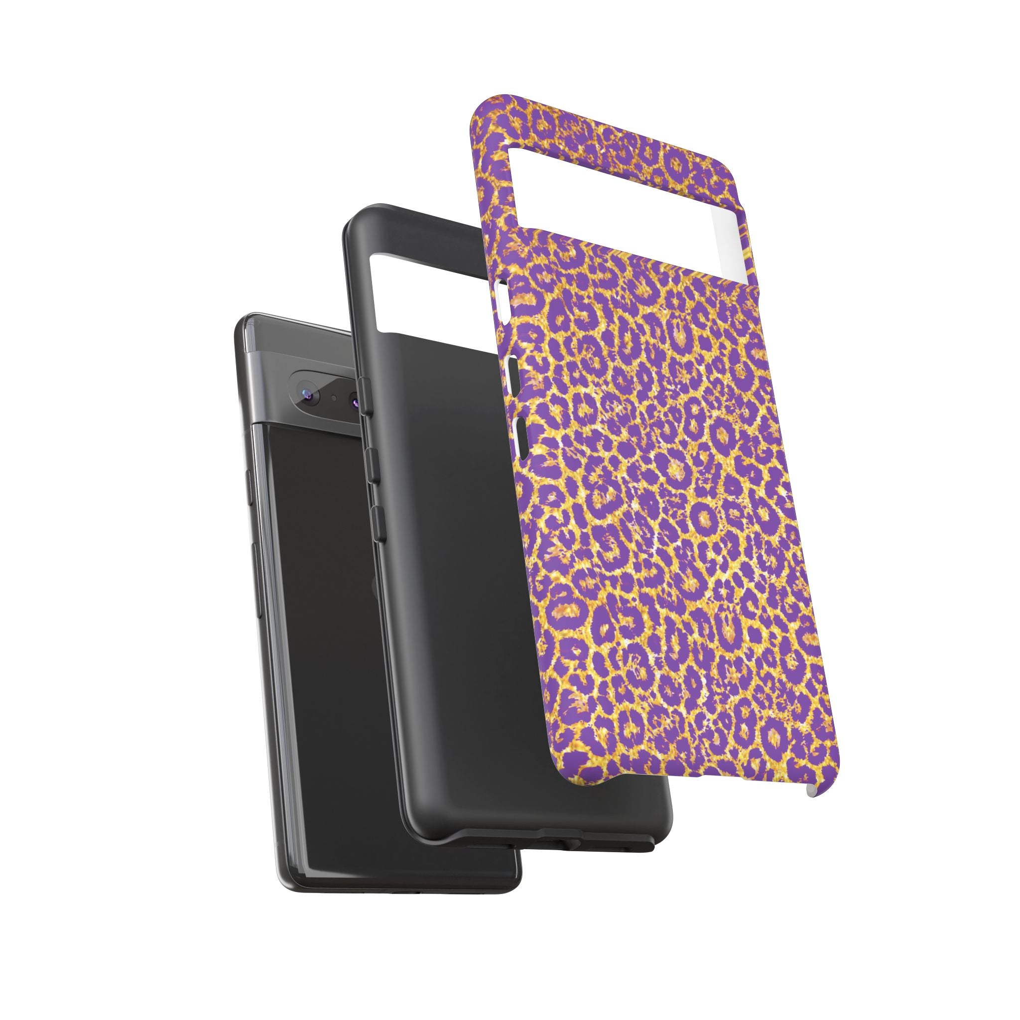 Purple Gold Leopard Tough Phone Case for iPhone, Galaxy, or Google Pixel