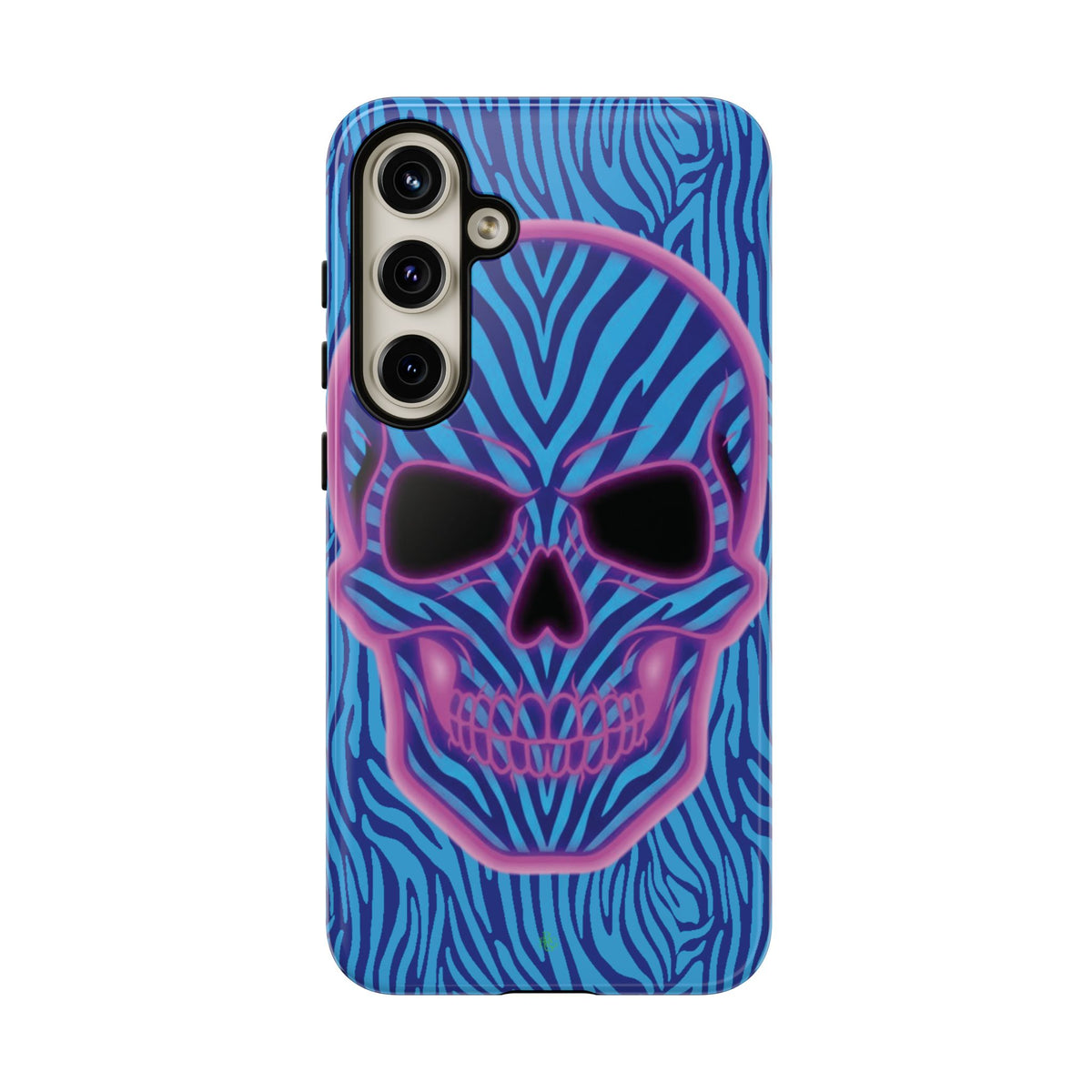Neon Zebra Skull Tough Phone Case for iPhone, Galaxy, or Google Pixel
