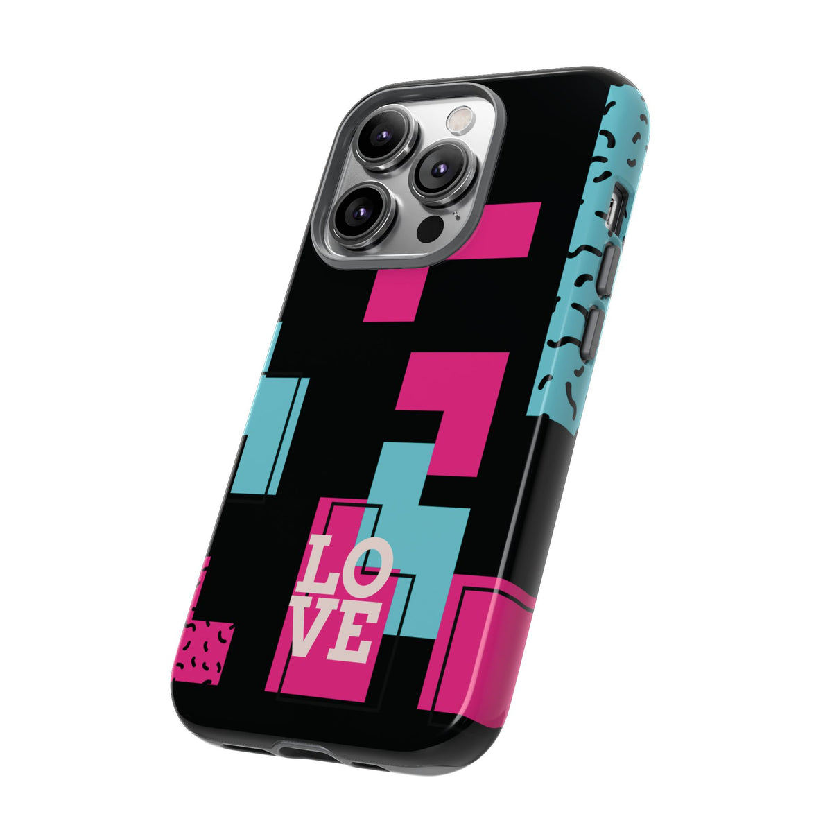 Retro Blocks LOVE Tough Case for iPhone, Galaxy or Google Pixel