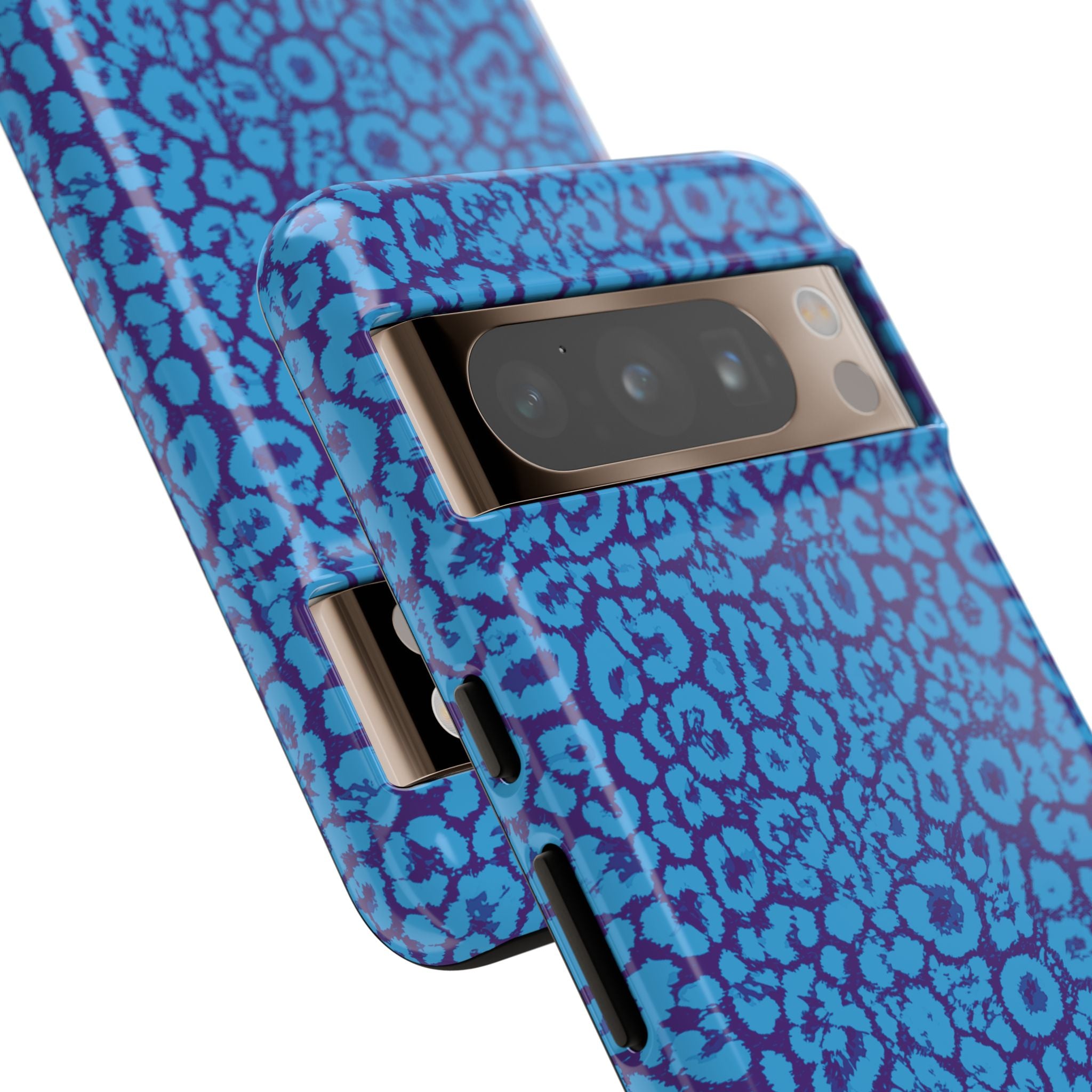 Blue Purple Leopard Tough Phone Case iPhone, Galaxy, or Google Pixel