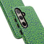 Blue Neon Green  Leopard Tough Phone Case for iPhone, Galaxy, or Google Pixel