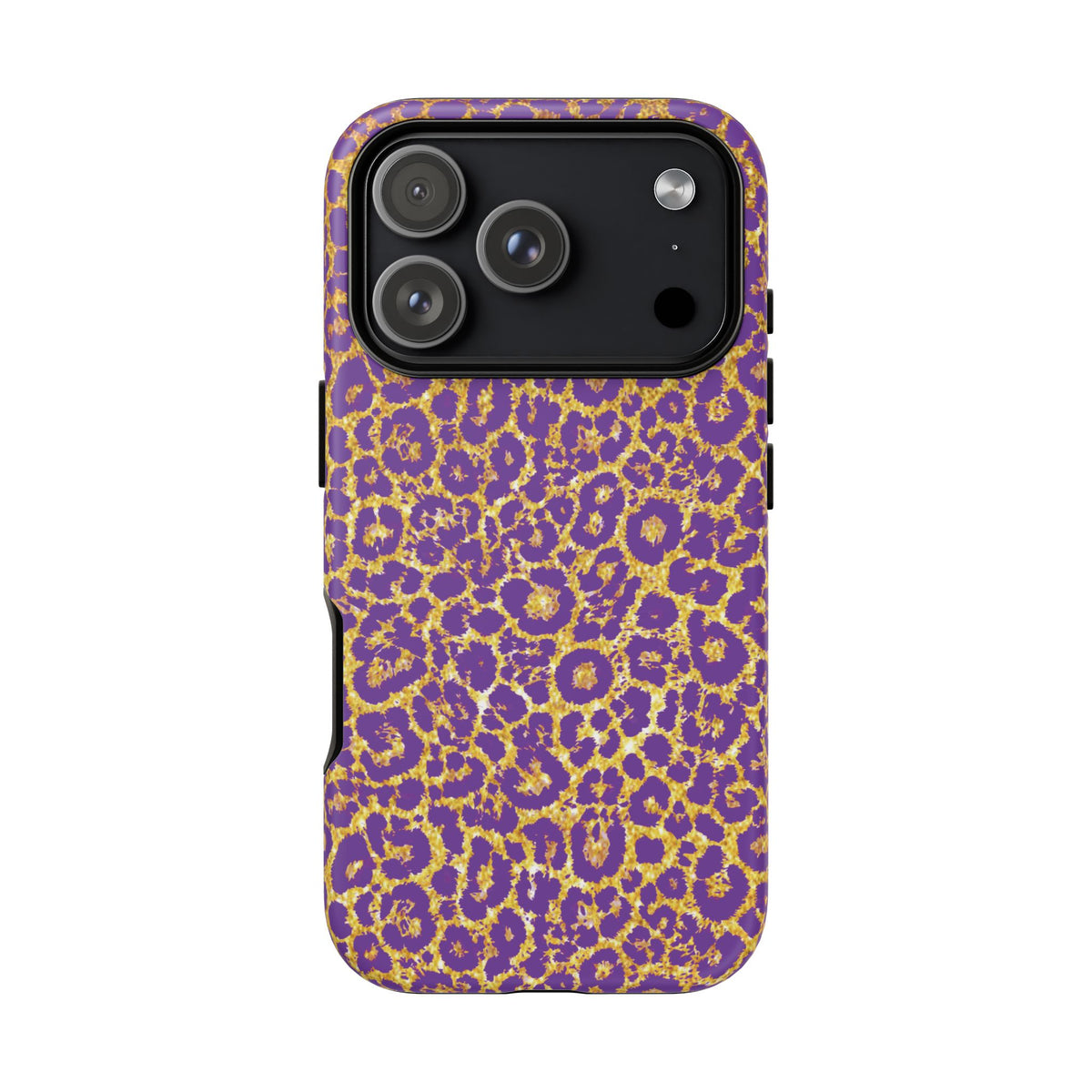 Purple Gold Leopard Tough Phone Case for iPhone, Galaxy, or Google Pixel