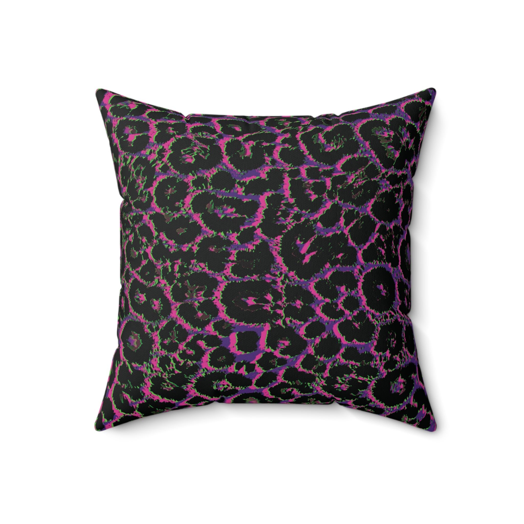 Colorful Leopard Print Boho Chic Faux Suede Pillow
