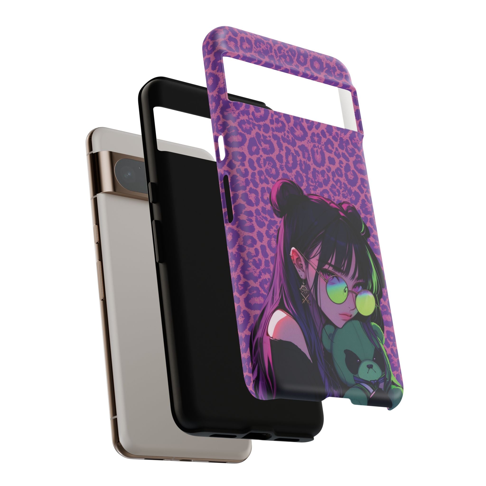 Purple Pink Leopard Kz iPhone, Galaxy and Google Tough Cases