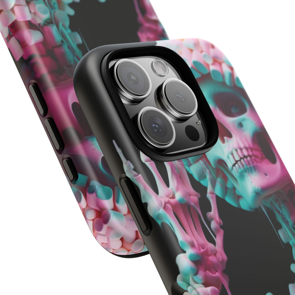Neon Pink Skeleton (Black) Tough Phone Case for iPhone, Galaxy, or Google Pixel