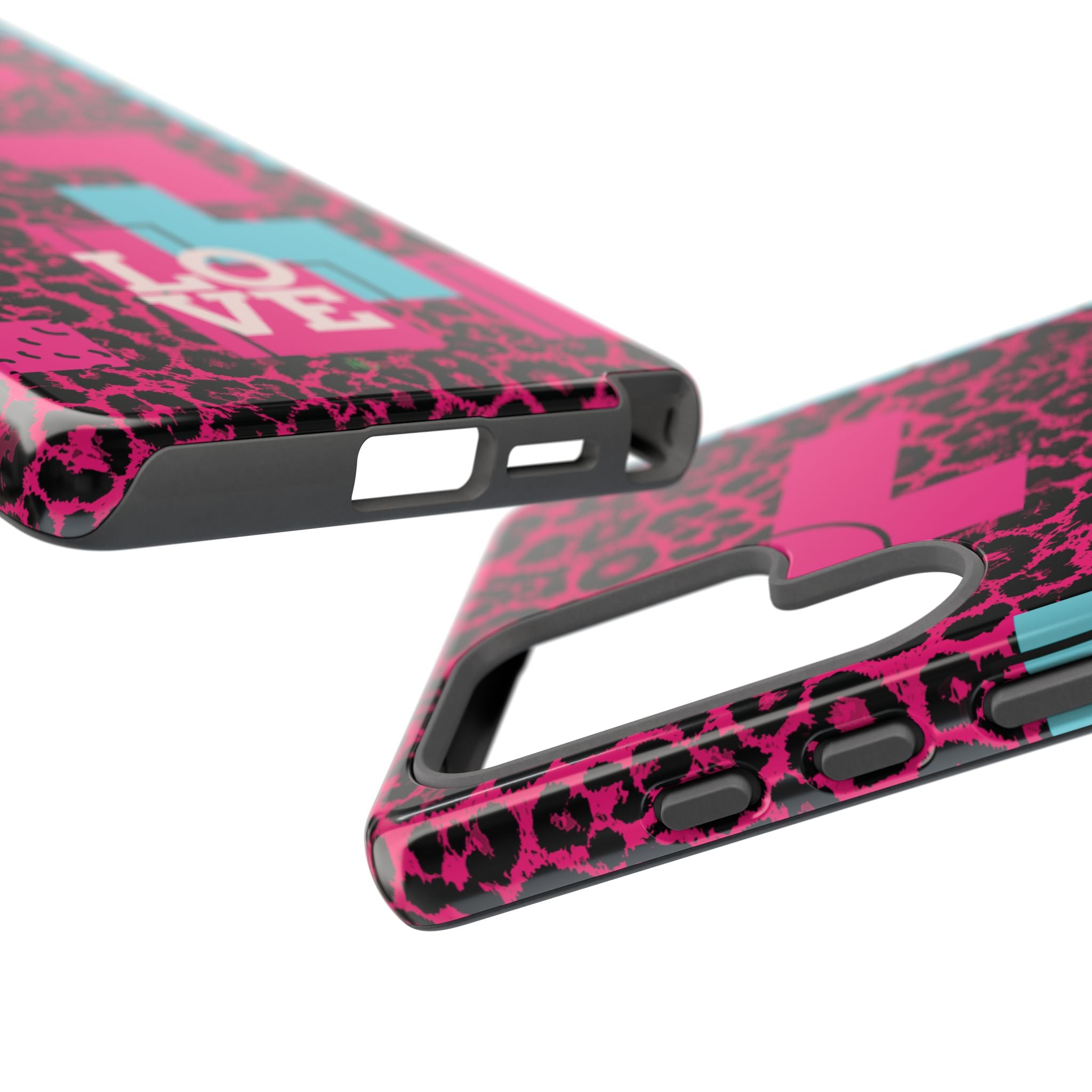 Pink Love Retro Blocks Leopard RG Tough Phone Case for iPhone, Galaxy, or Google Pixel