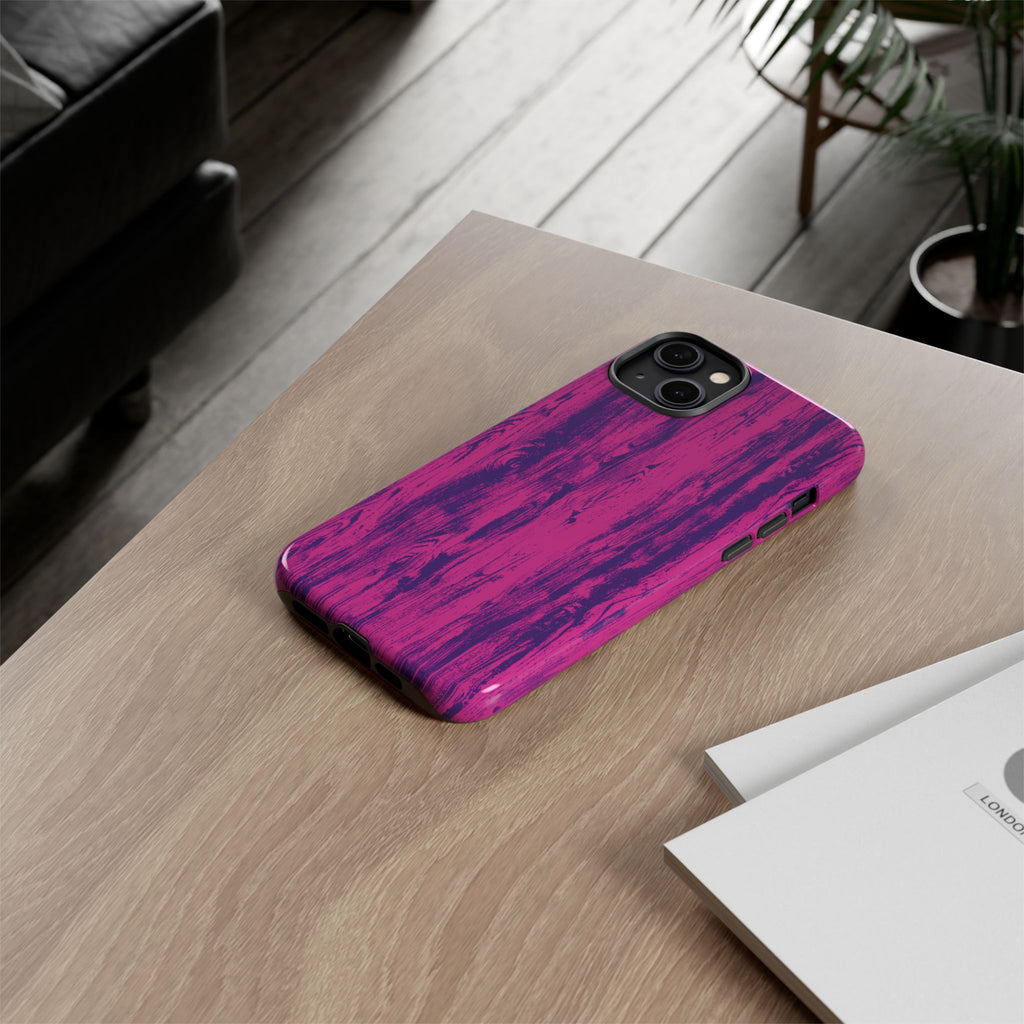 Pink Purple Wood Tough Phone Case iPhone, Galaxy, or Google Pixel