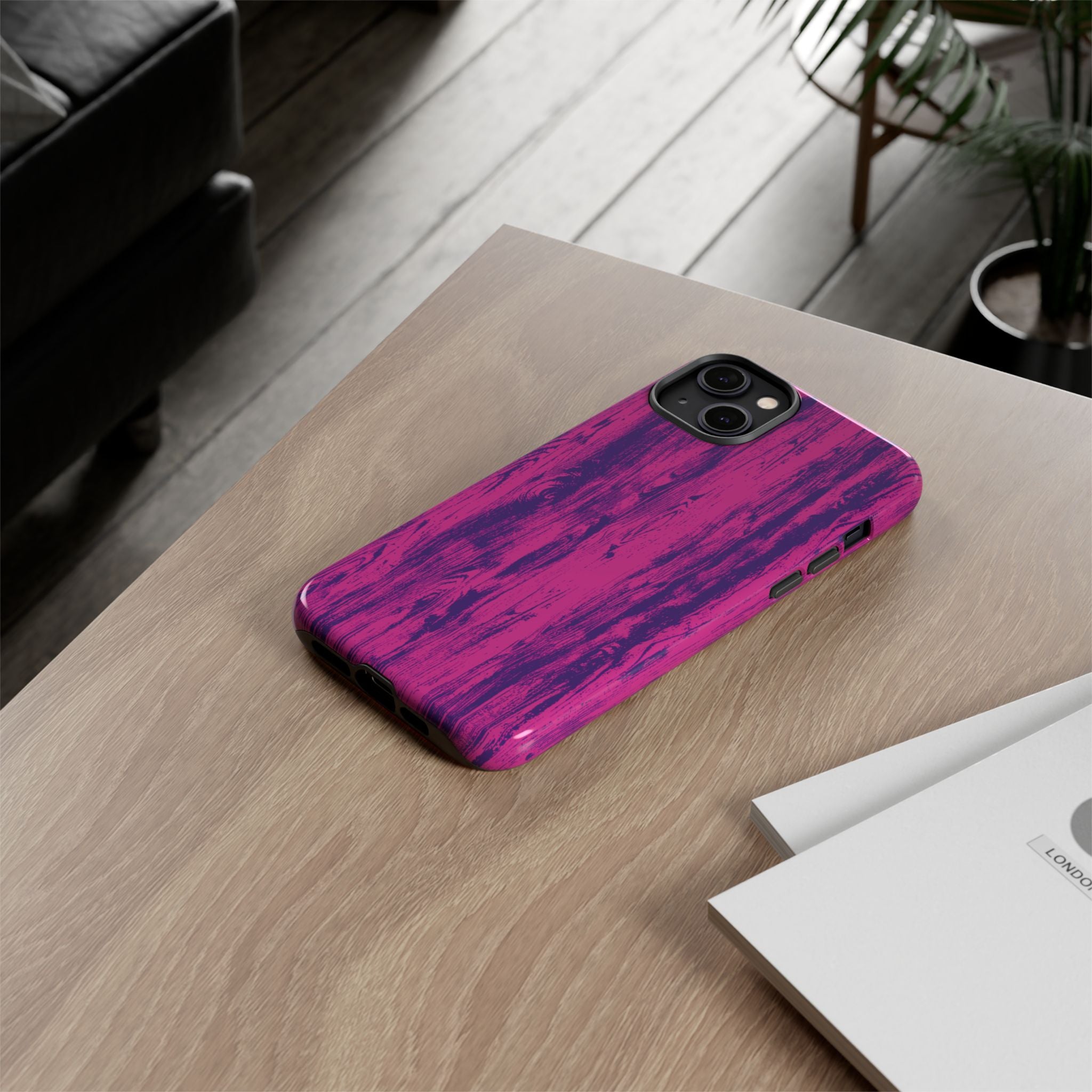 Pink Purple Wood Tough Phone Case iPhone, Galaxy, or Google Pixel
