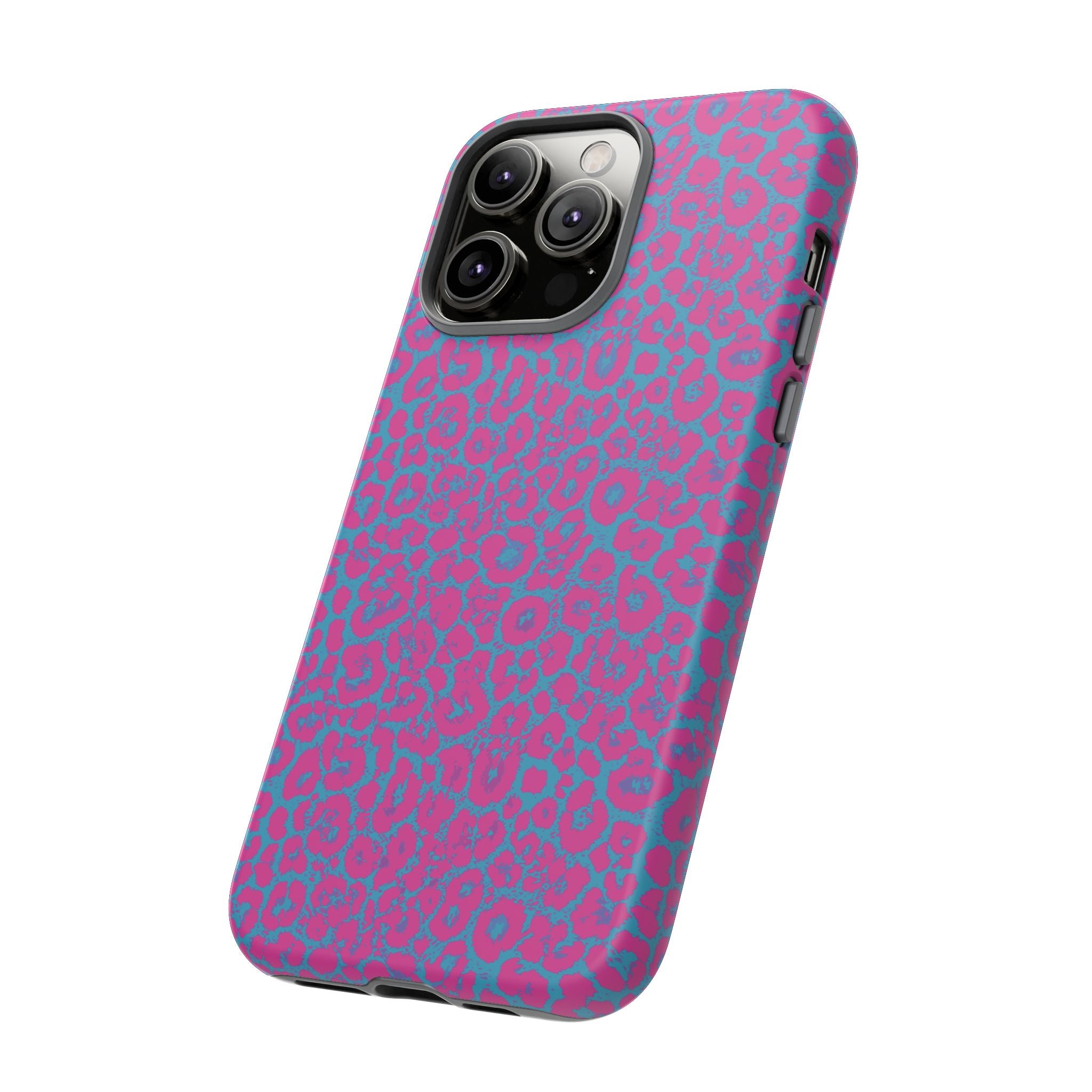 Pink Blue Leopard Tough Phone Case iPhone, Galaxy, or Google Pixel