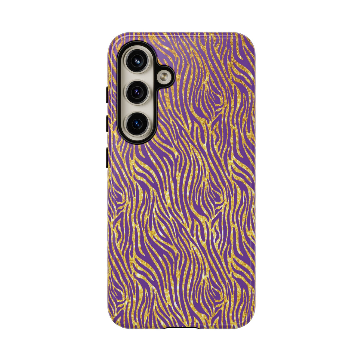 Vibrant Purple Gold Zebra Tough Phone Case iPhone, Galaxy, or Google Pixel