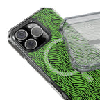 Neon Green Zebra Magnetic iPhone 14, 15, 16 Series Clear Impact Cases