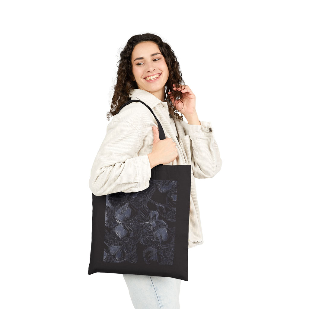 Orchids Print Cotton Canvas Tote Bag