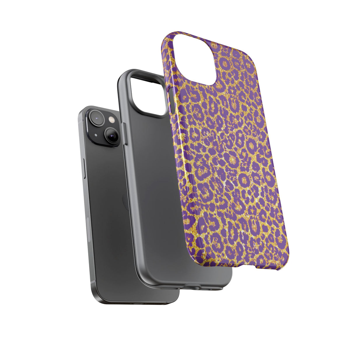 Purple Gold Leopard Tough Phone Case for iPhone, Galaxy, or Google Pixel