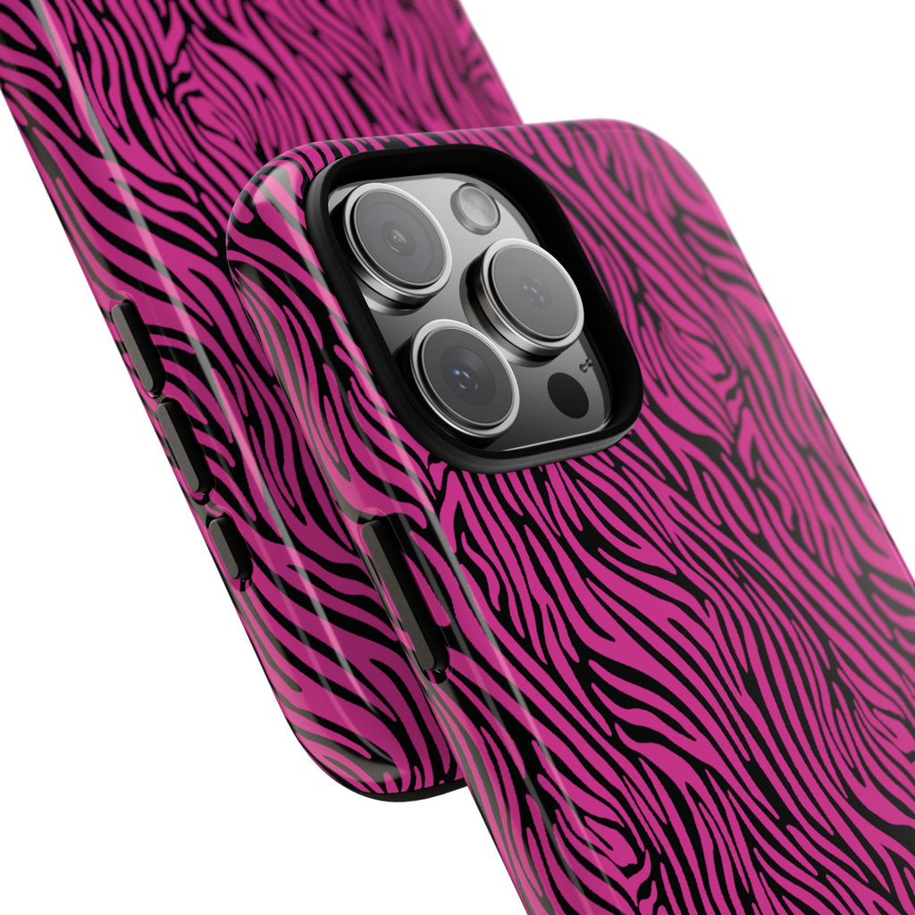Pink Zebra Tough Phone Case for iPhone, Galaxy, or Google Pixel