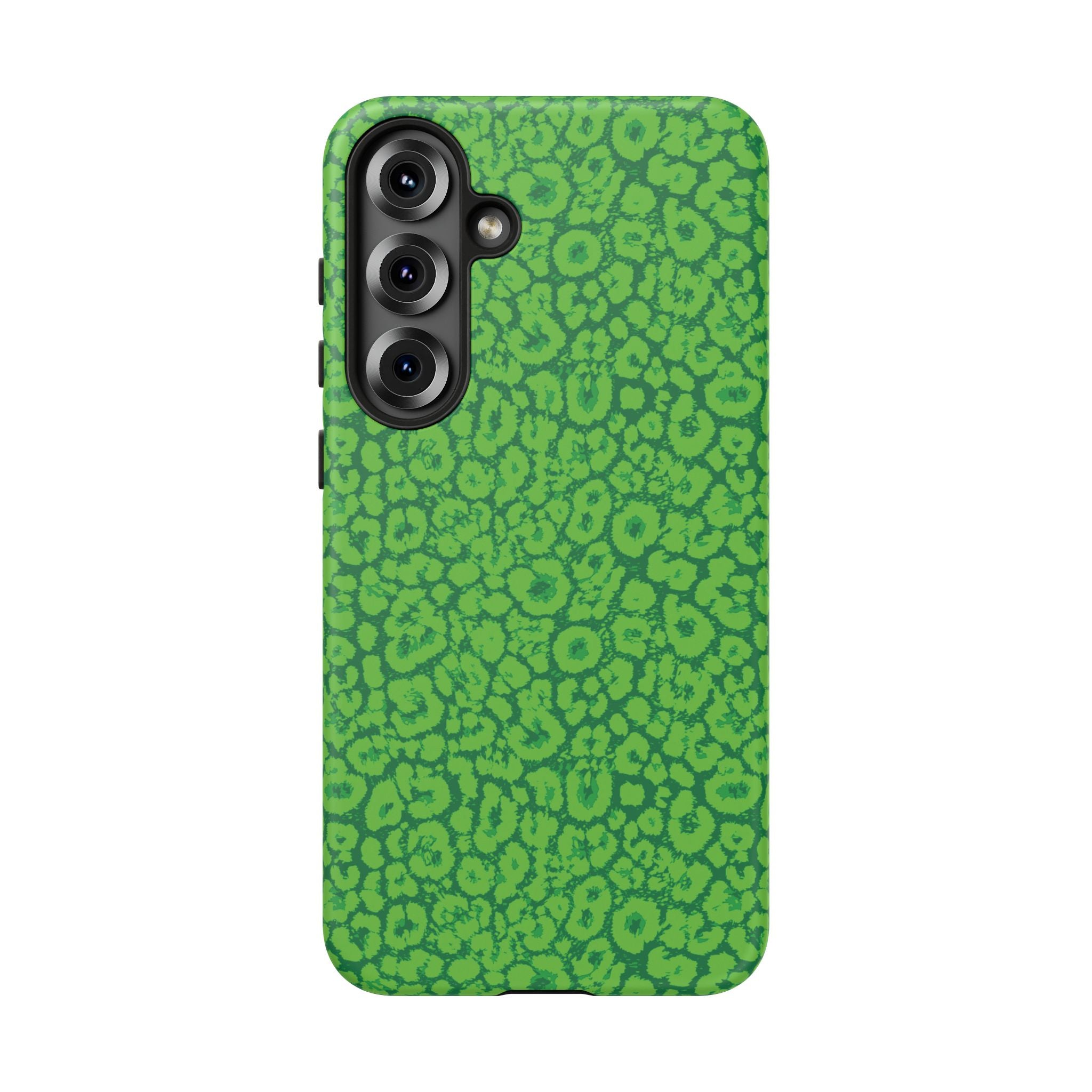 Neon Green Leopard Tough Phone Case for iPhone, Galaxy, or Google Pixel