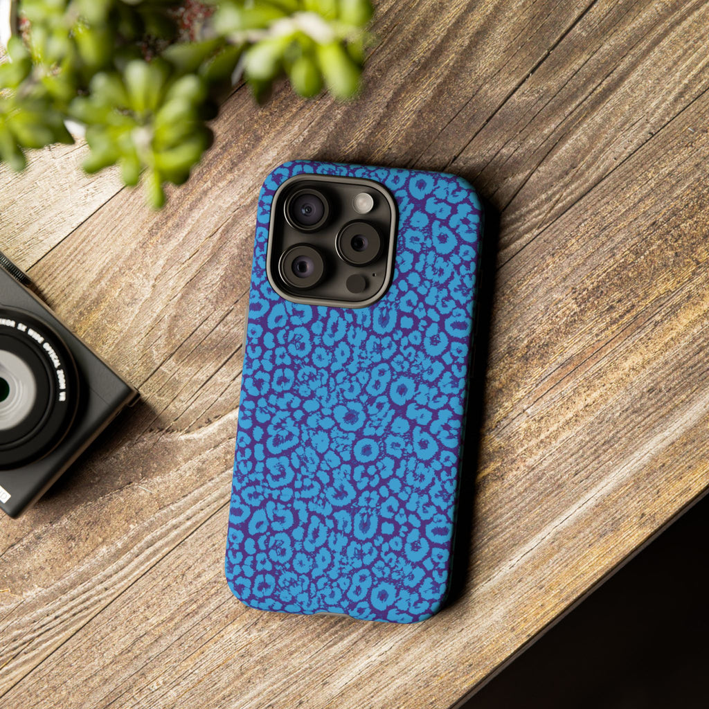Blue Purple Leopard Tough Phone Case iPhone, Galaxy, or Google Pixel