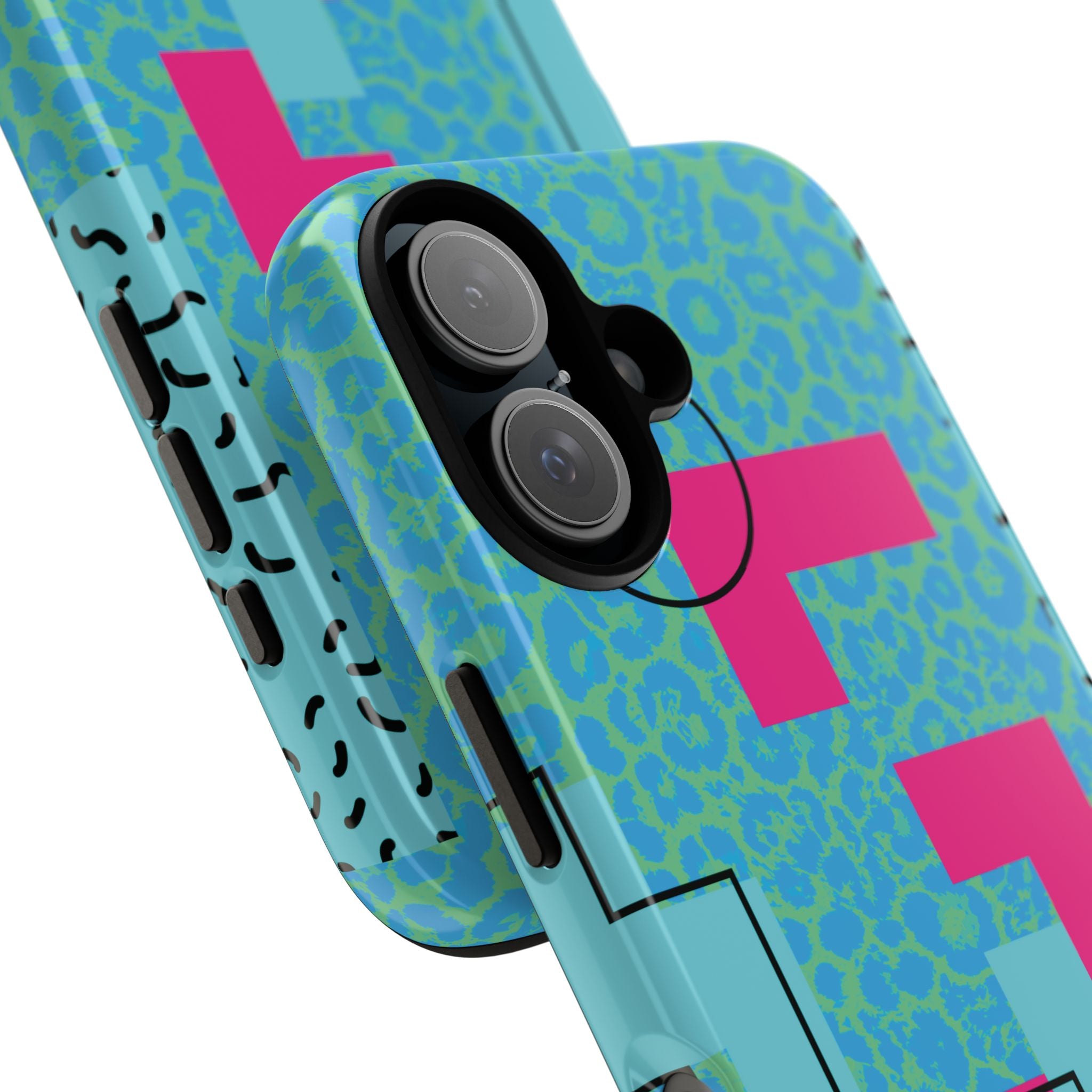 LOVE Aqua Blue Leopard RG Tough Phone Case iPhone, Galaxy, or Google Pixel