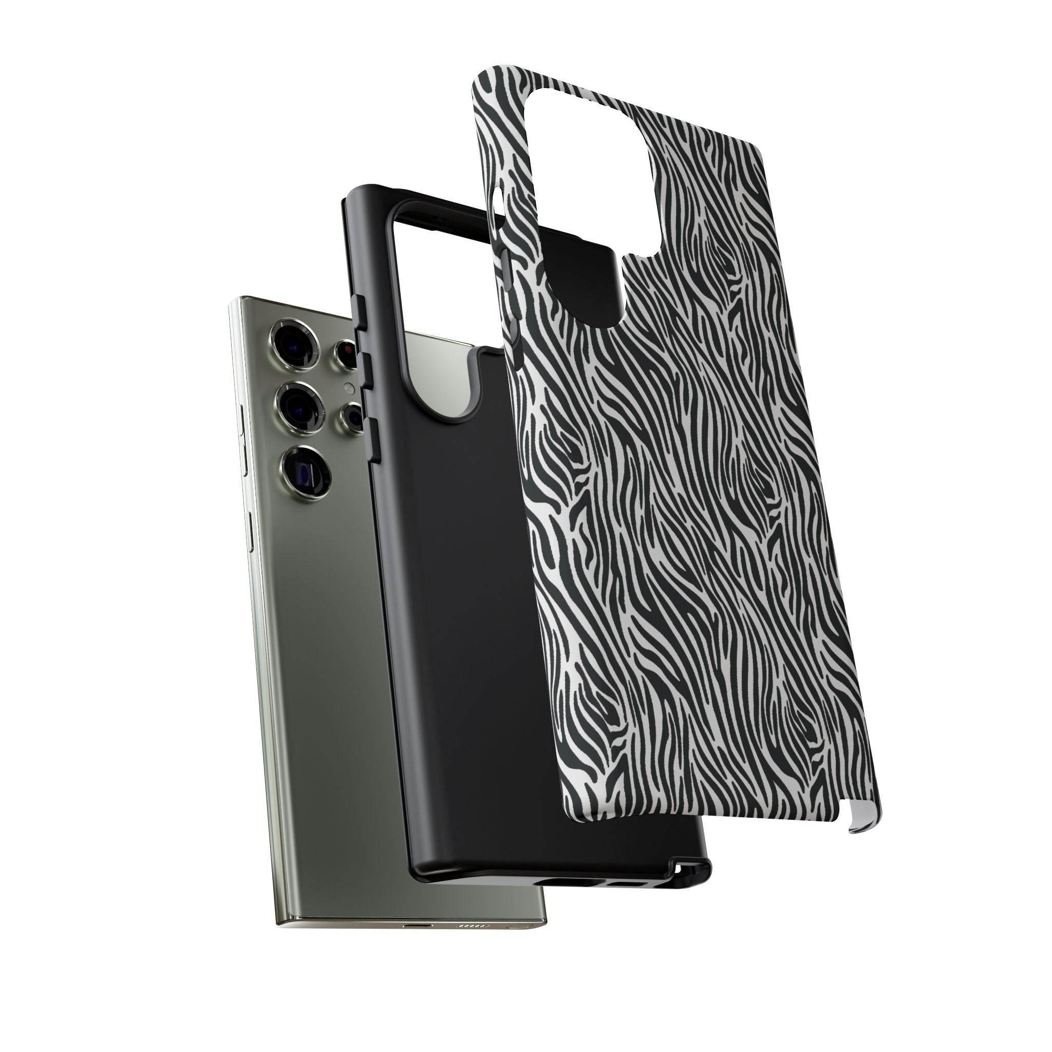 Black and White Zebra Print Tough Case iPhone, Galaxy and Google Pixel