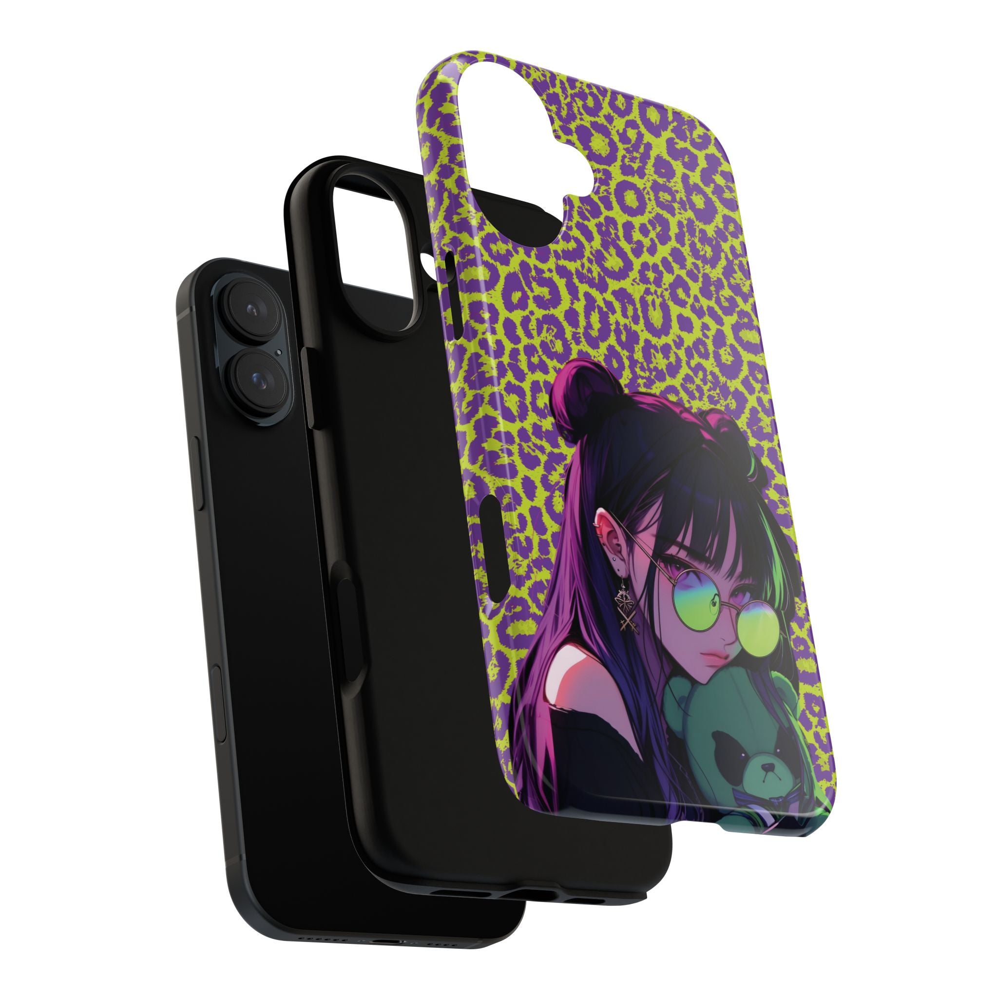 Purple Neon Lime Leopard Kz Tough Case for iPhone, Galaxy, or Google Pixel
