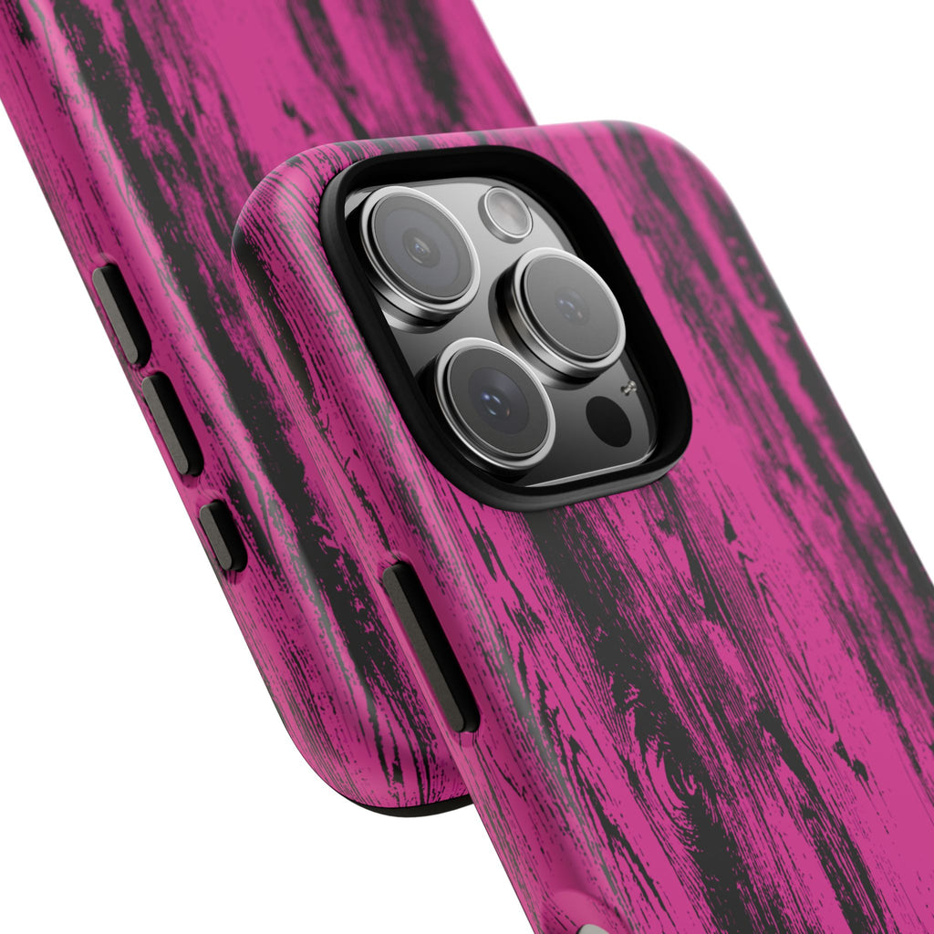 Hot Pink wood print Design Tough Phone Case for iPhone, Galaxy, or Google Pixel