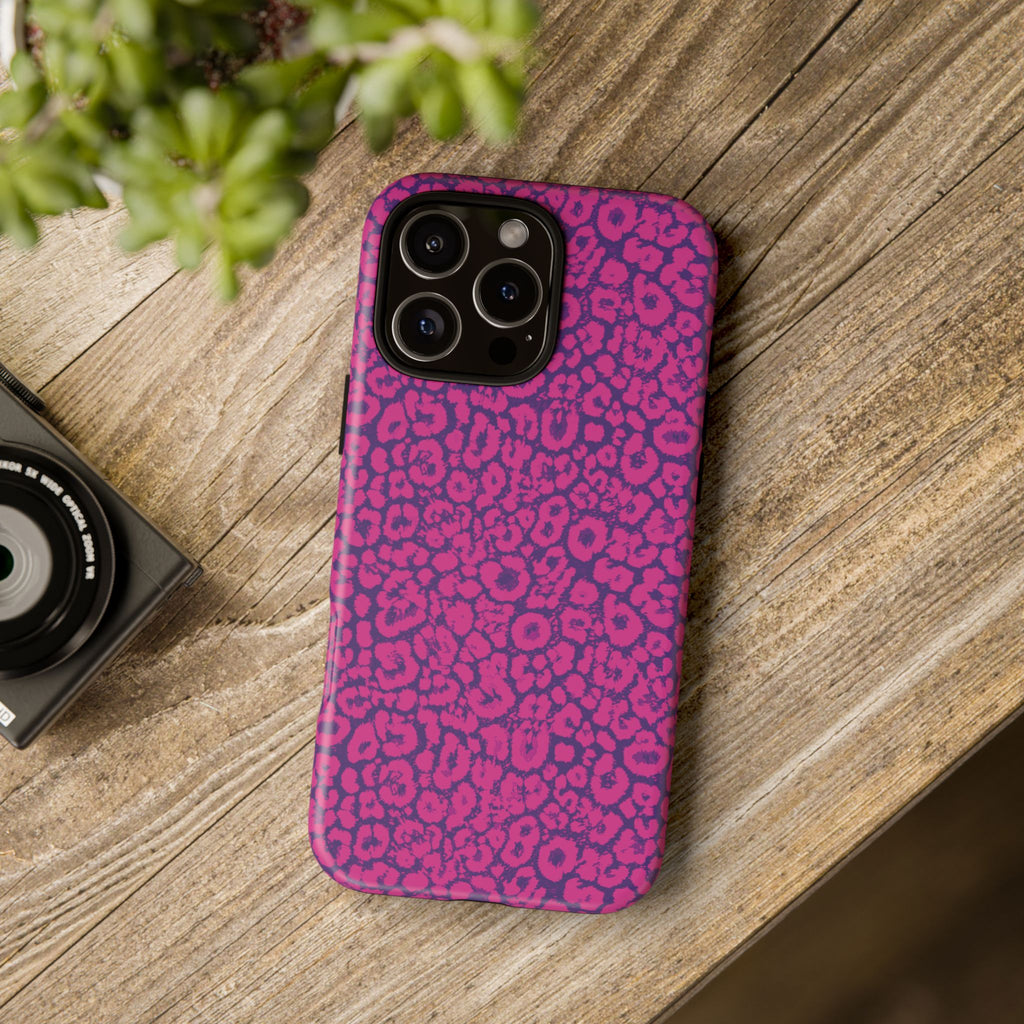 Pink Purple Leopard Tough Phone Case iPhone, Galaxy and Google Pixel