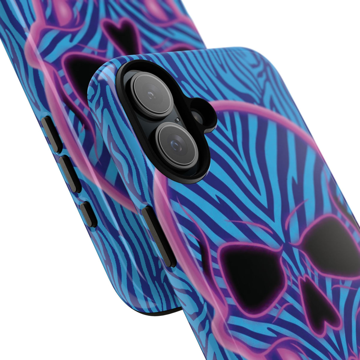 Neon Zebra Skull Tough Phone Case for iPhone, Galaxy, or Google Pixel