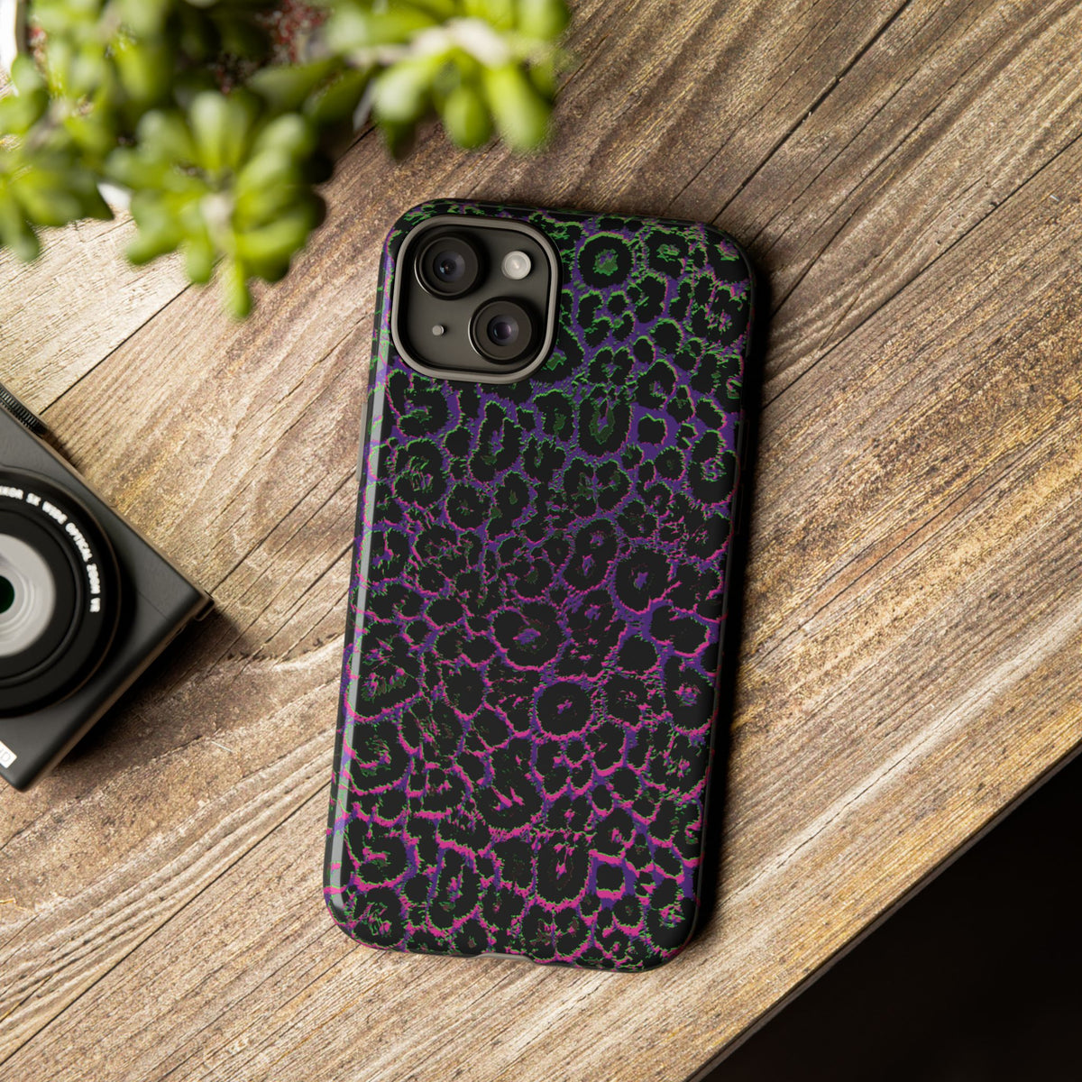 Colorful Leopard Tough Phone Case for iPhone, Galaxy, or Google Pixel