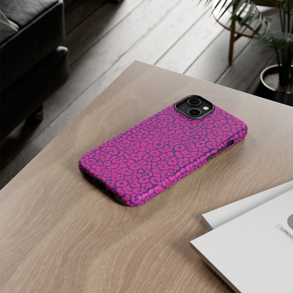 Pink Purple Leopard Tough Phone Case iPhone, Galaxy and Google Pixel