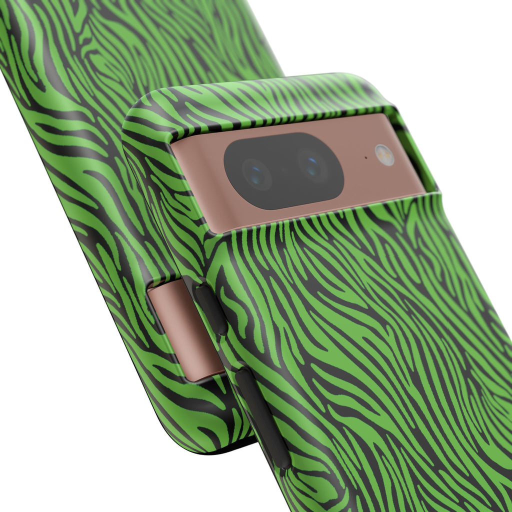 Neon Green Zebra Tough Phone Case iPhone, Galaxy, or Google Pixel
