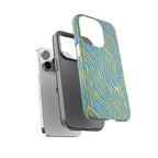 Blue Gold Zebra Tough Case for iPhone, Galaxy, or Google Pixel