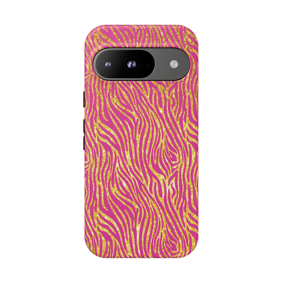 Pink Gold Zebra Print Tough Case for iPhone, Galaxy, or Google Pixel