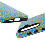 Blue Gold Leopard Tough Phone Case for iPhone, Galaxy, or Google Pixel