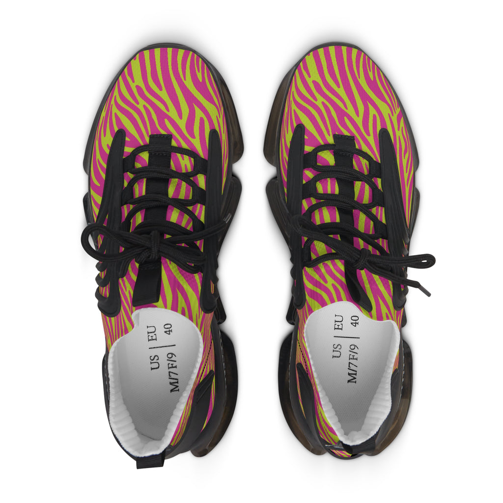 Neon Pink Lime Zebra Women's Mesh Sneakers