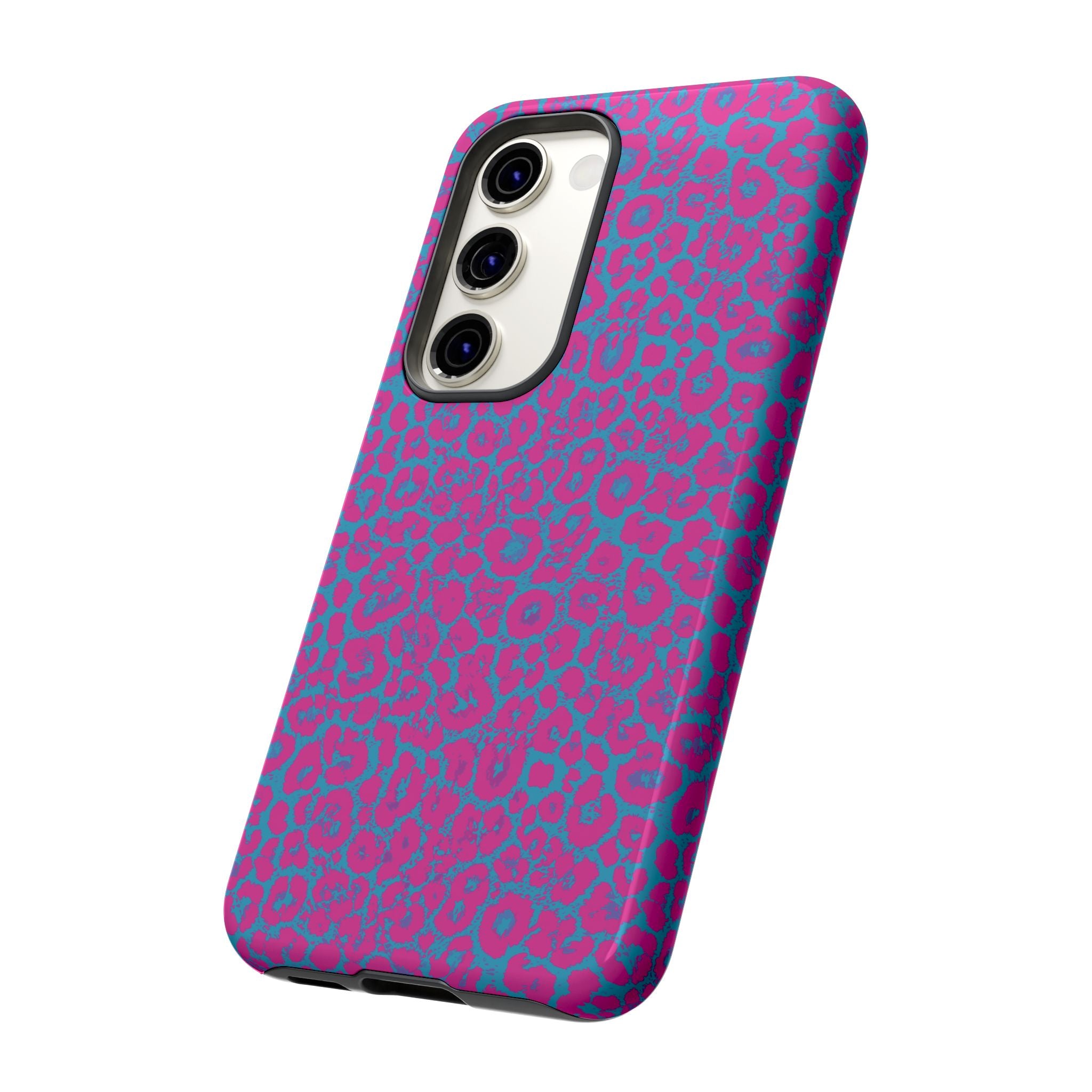 Pink Blue Leopard Tough Phone Case iPhone, Galaxy, or Google Pixel
