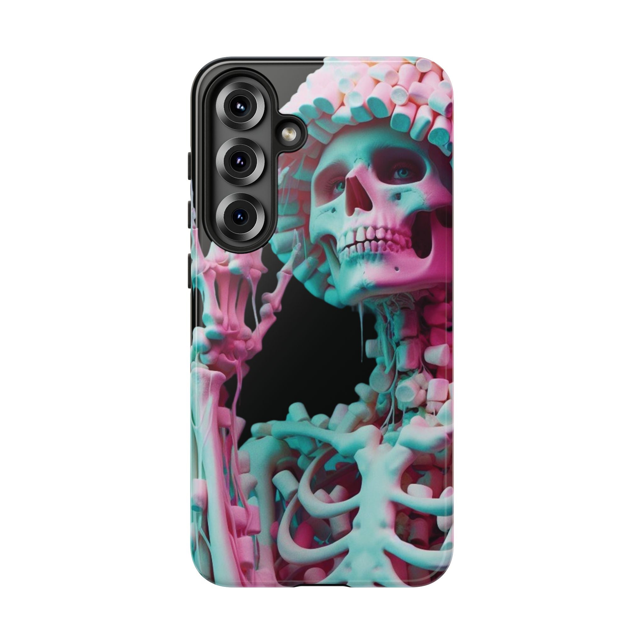 Neon Pink Skeleton (Black) Tough Phone Case for iPhone, Galaxy, or Google Pixel
