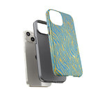 Blue Gold Zebra Tough Case for iPhone, Galaxy, or Google Pixel