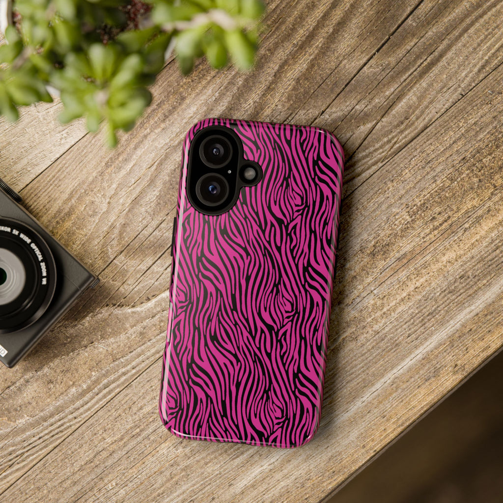 Pink Zebra Tough Phone Case for iPhone, Galaxy, or Google Pixel