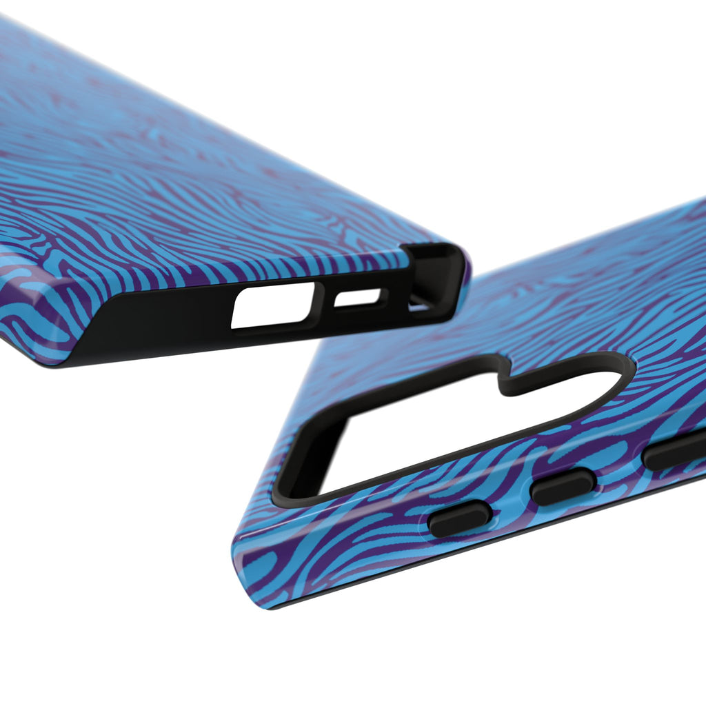 Zebra Print Blue and Purple Tough Case for iPhone, Galaxy or Google Pixel