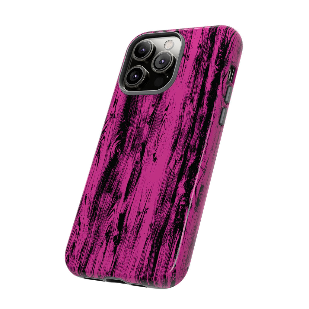 Hot Pink wood print Design Tough Phone Case for iPhone, Galaxy, or Google Pixel