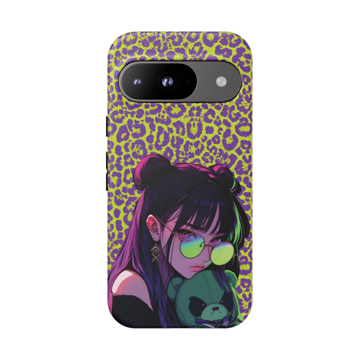 Purple Neon Lime Leopard Kz Tough Case for iPhone, Galaxy, or Google Pixel