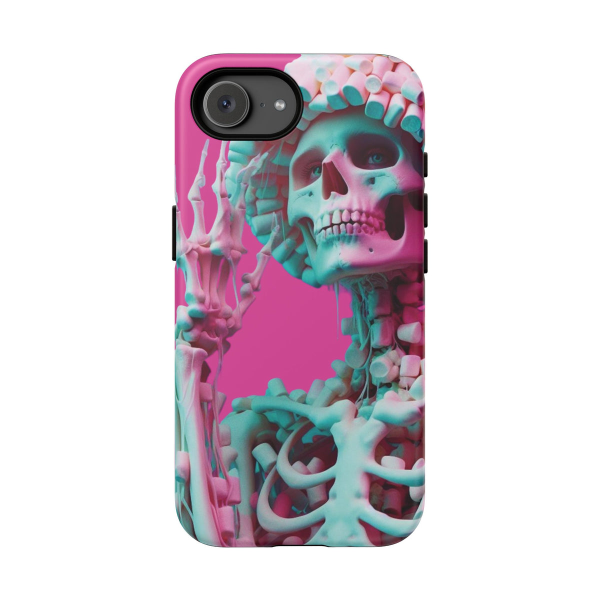 Neon Pink Skeleton Tough Phone Case for iPhone, Galaxy and Google Pixel