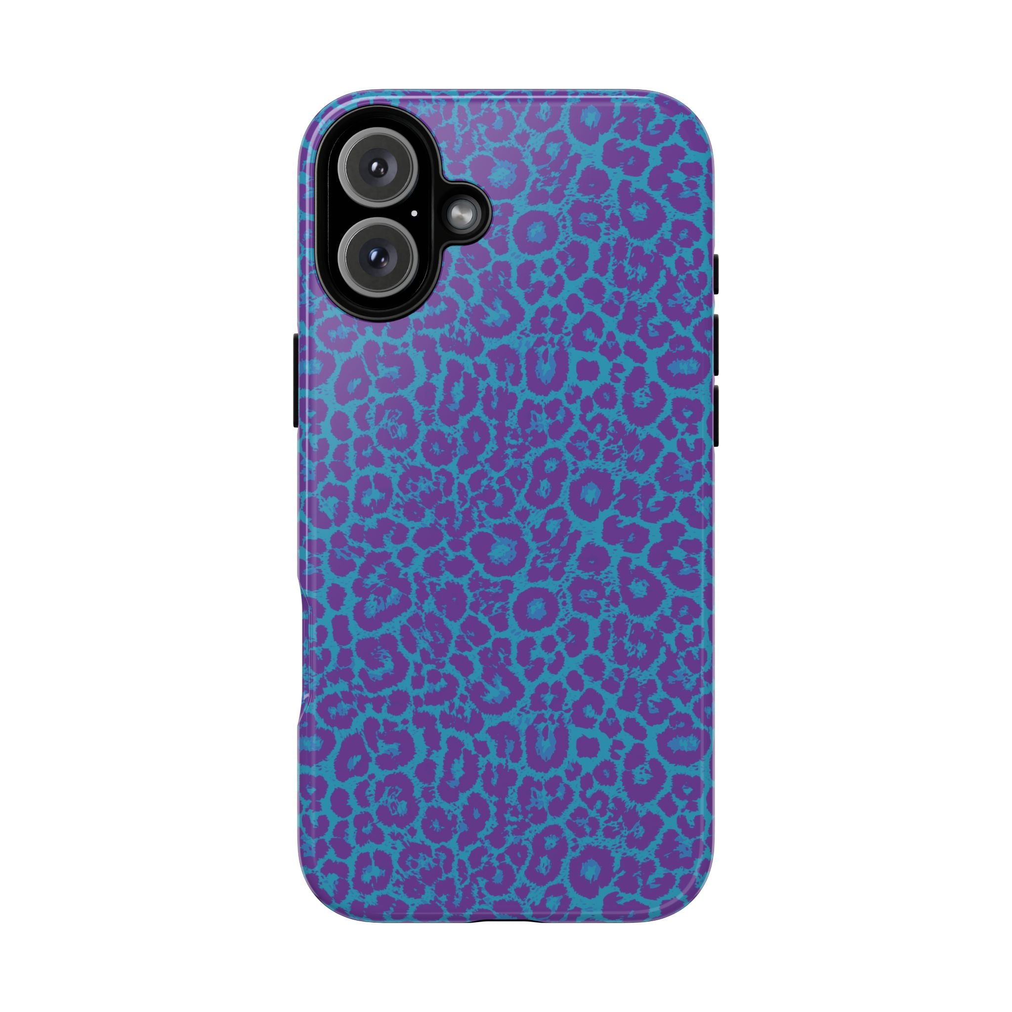 Leopard Printed Purple Blue Tough Phone Case for iPhone, Galaxy, or Google Pixel