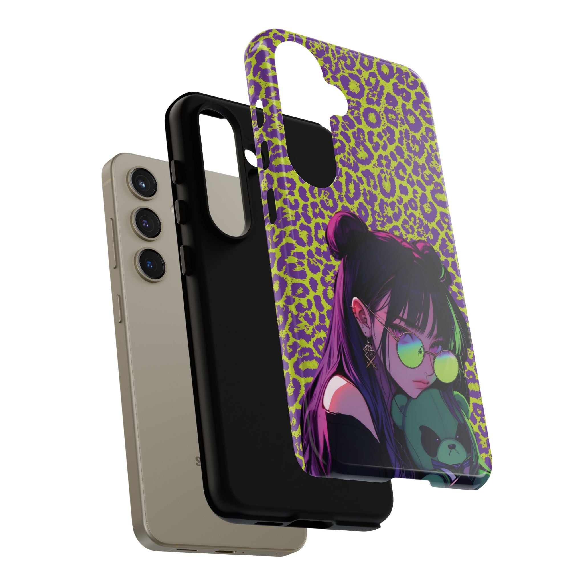 Purple Neon Lime Leopard Kz Tough Case for iPhone, Galaxy, or Google Pixel