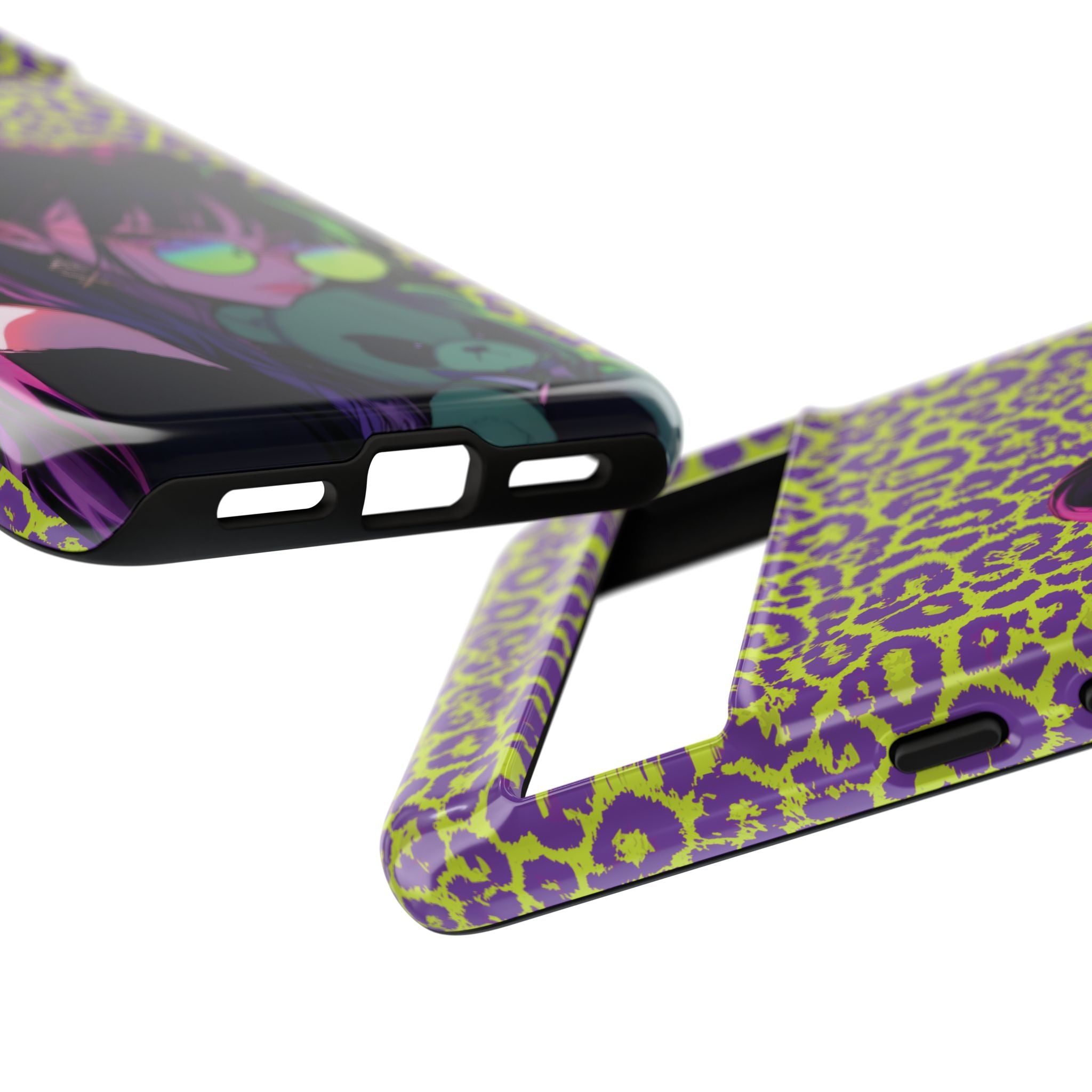 Purple Neon Lime Leopard Kz Tough Case for iPhone, Galaxy, or Google Pixel