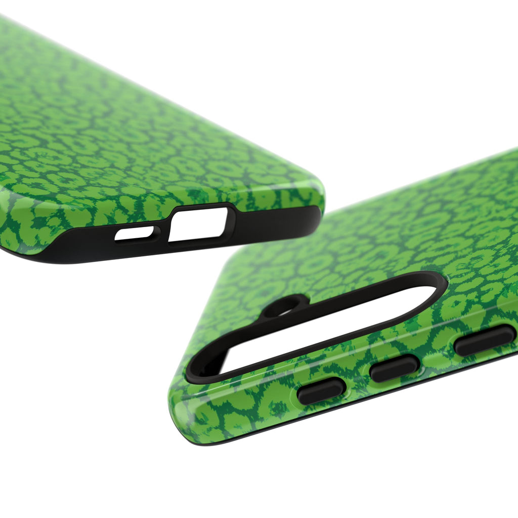 Neon Green Leopard Tough Phone Case for iPhone, Galaxy, or Google Pixel