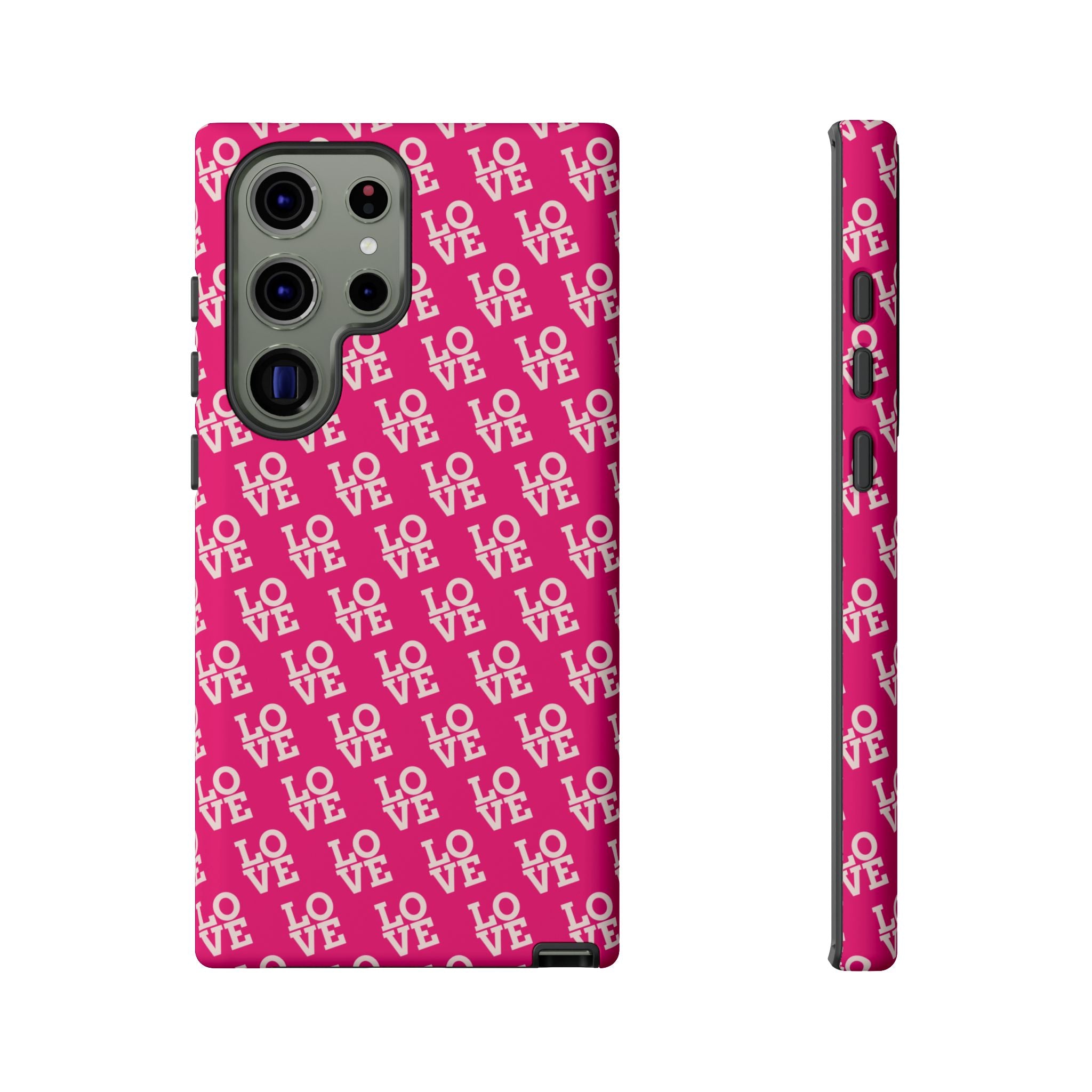 Vibrant Pink LOVE Tough Case iPhone, Galaxy, or Google Pixel