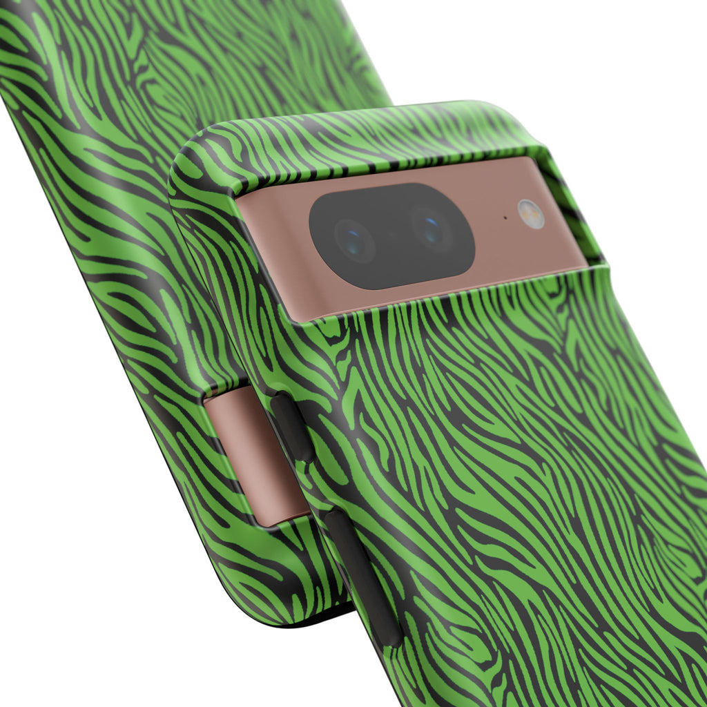 Neon Green Zebra Tough Phone Case iPhone, Galaxy, or Google Pixel